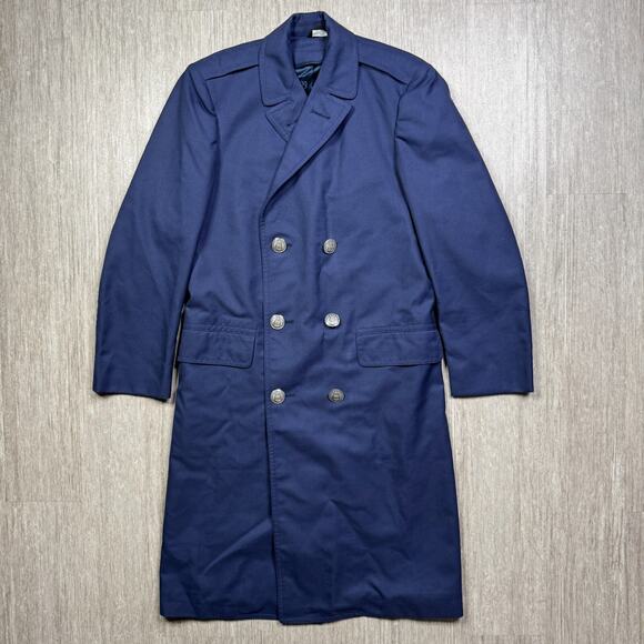 Vintage Air Force USAF Overcoat Wool Blue Double Breasted Mens 35R 1549 - Picture 1 of 12